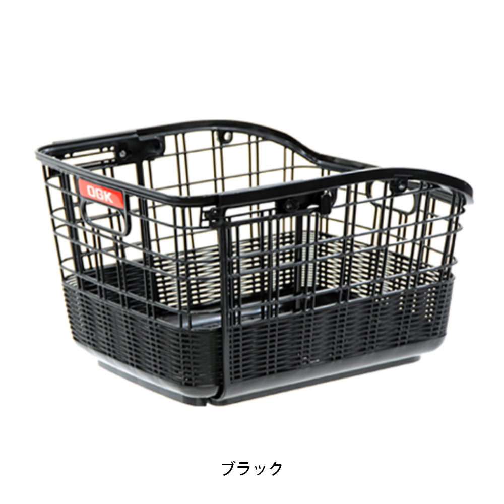 OGK 自転車 後バスケット 固定式籐風スライドうしろバスケット ブラック RB-037