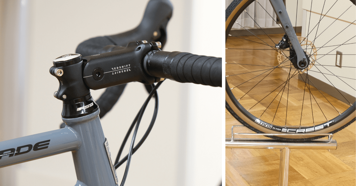 受注生産モデルは、衝撃吸収ステム「ShockStop」に、チューブレスシステムのパイオニア「Stan’s Notubes」の完組ホイールがアッセンブルされる。