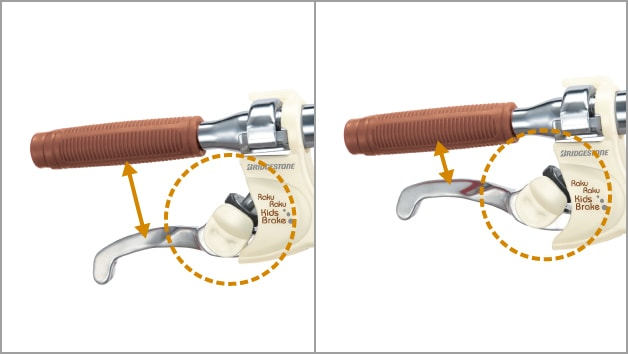 ブリヂストン キッズ向け自転車の「こどもラクラクブレーキ」は、工具なしでレバー調整できる