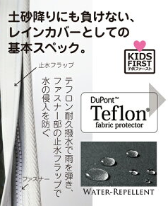 パネルとパネルを繋ぐファスナーの生地部分には耐久撥水性の高いテフロン生地を使用