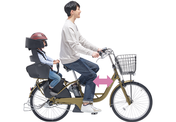 専用フレームでママもパパもゆったり乗りやすい
