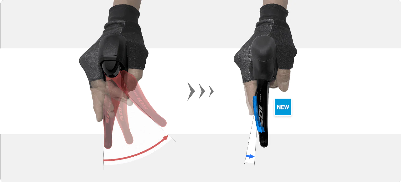 Di2は機械式と違い、小さいストロークで変速できる