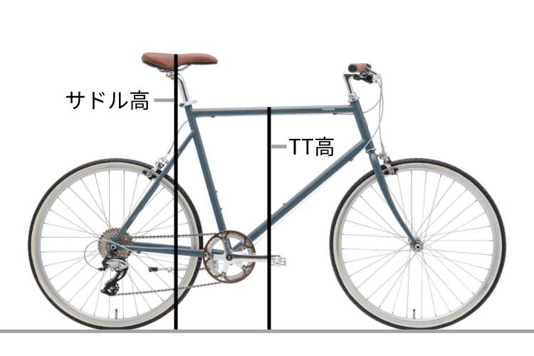 サイズによりサドル高とTT高(トップチューブの高さ)が違う