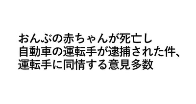 おんぶの赤ちゃんが死亡し自動車の運転手が逮捕された件、運転手に同情する意見多数