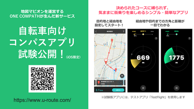 ONE COMPATH、自転車向けコンパスアプリをiOS限定で試験公開