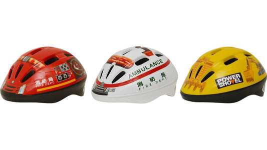 カナック企画が「消防車」「救急車」「ショベルカー」デザインの子供用ヘルメットを発売