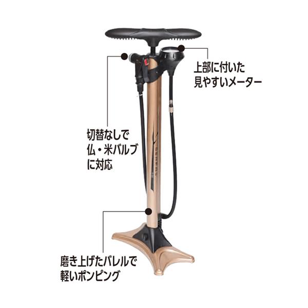 自転車 空気入れ Serfas サーファス フロアポンプ FP-200 (ゲージ付/160psi) 米/仏/英式対応